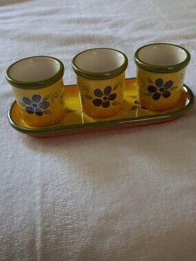 Partylite Trio of Colorful Flower pots (2"x2" rounds)